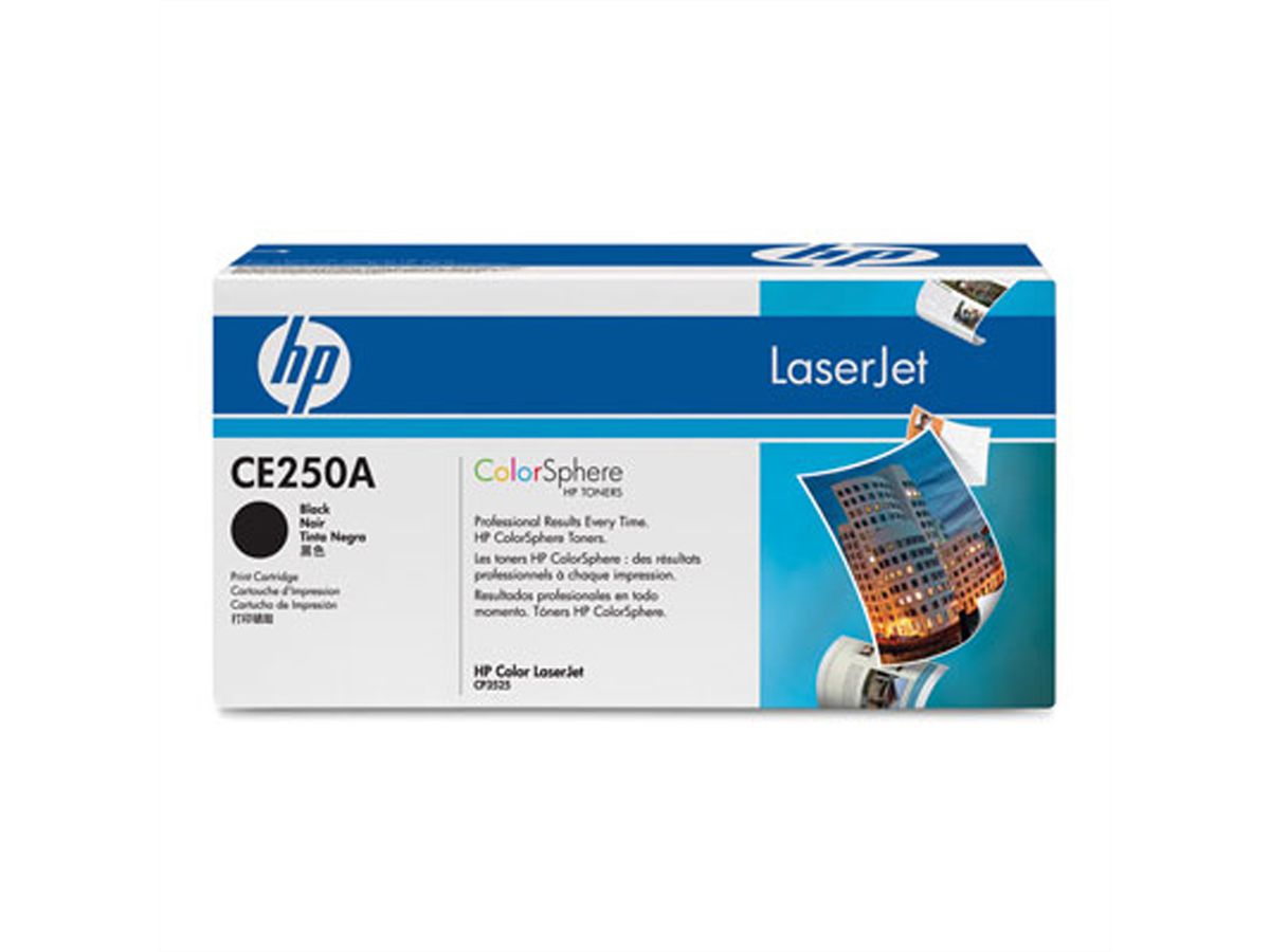 CE250A, HP Color LaserJet Druckkassette schwarz, ca. 5.000 Seiten für HP LaserJet CM3530 / CP3525 Color