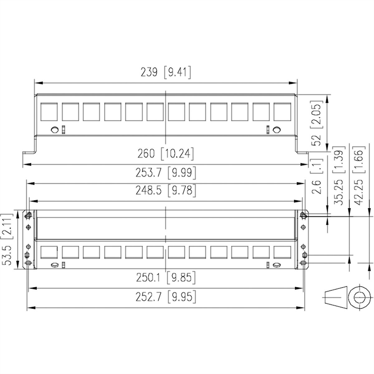METZ CONNECT SmartConnect Patch Panel 12 ports Keystone, non équipé