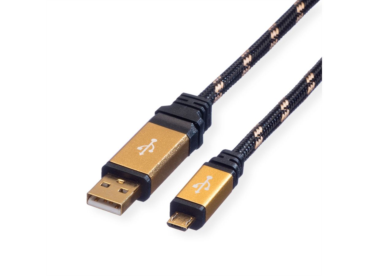 ROLINE GOLD USB 2.0 Kabel, Typ A ST - Micro B ST, 0,8 m