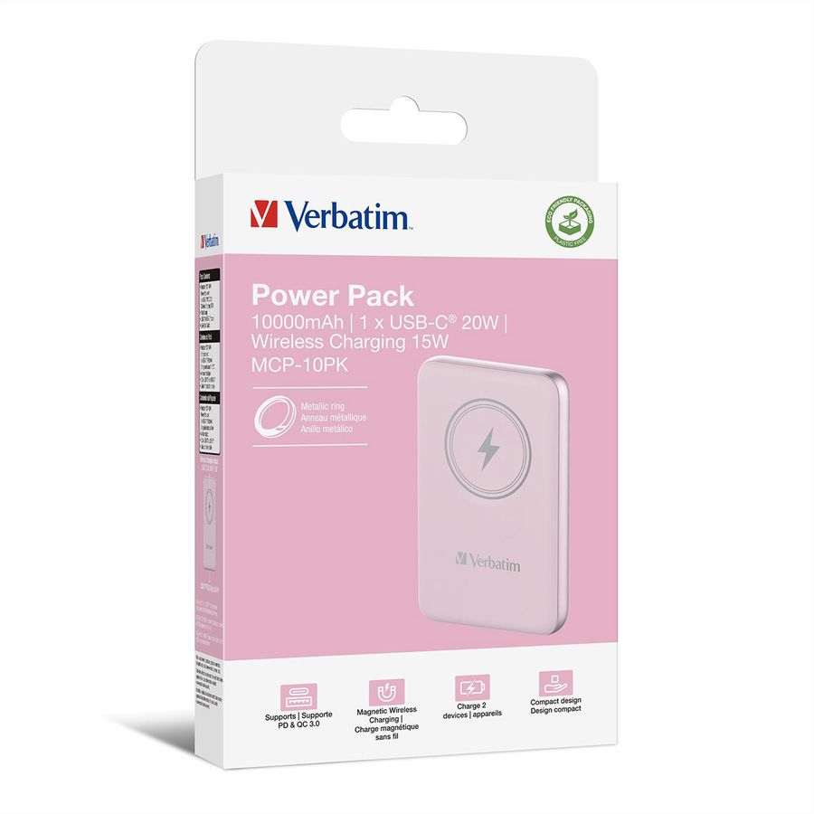 Verbatim Powerbank 10000 mAh Pink, 15W, PD20W, USB-C