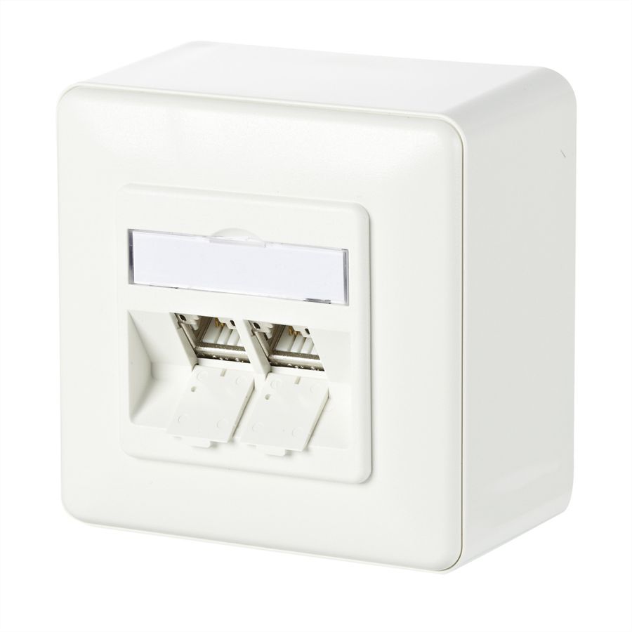 METZ CONNECT C6Amodul 2 Port 180° AP-Dose, reinweiß RAL9010