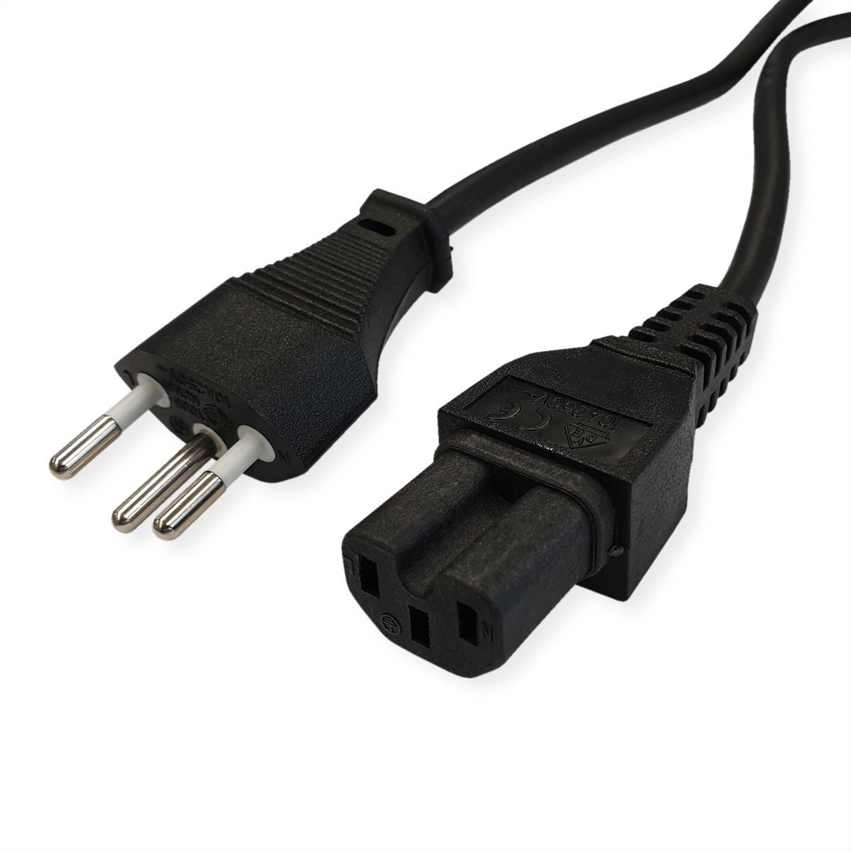 VALUE Netzkabel T12 auf C15, schwarz, 1,8 m