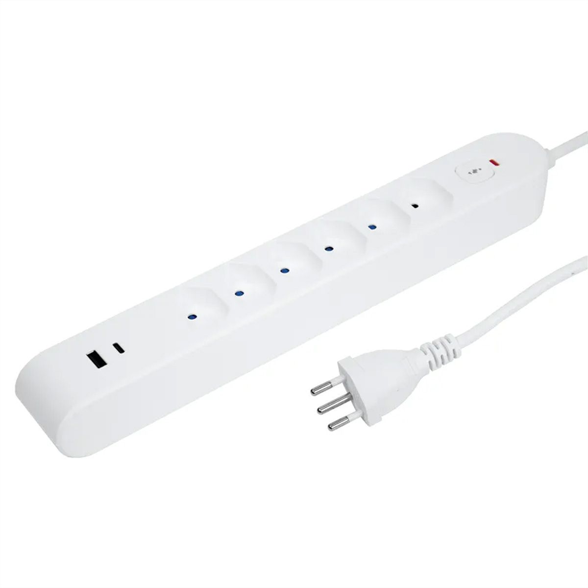 Steffen Steckdosenleiste IQ PRO 6fach, PRO 6xT13 + 1xUSB-A 18W + 1xUSB-C PD 20W, 3m, weiss