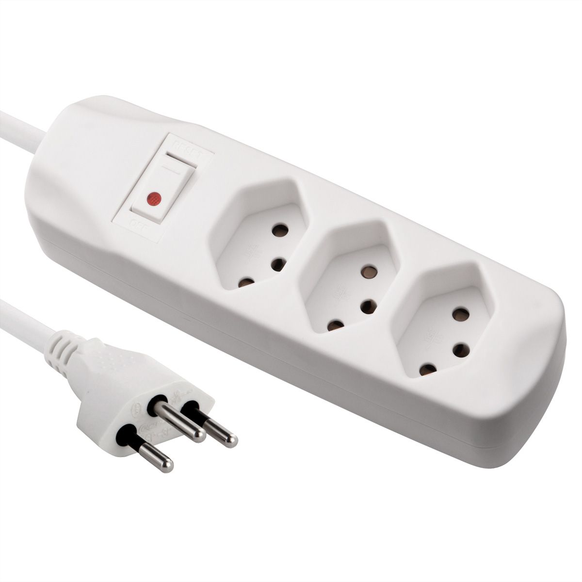 Blank Steckdosenleiste, 3fach T13, mit Schalter, weiss