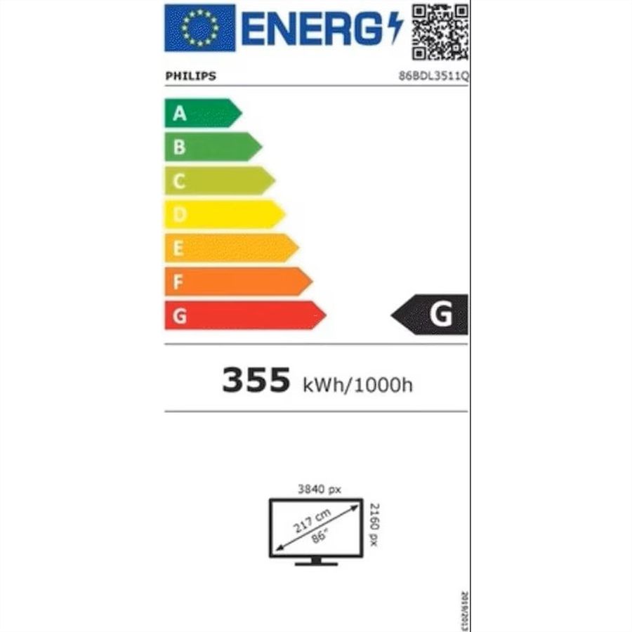 Philips Signage Display 86BDL3511Q/00, 86", UHD, 18/7, 400cd/m²