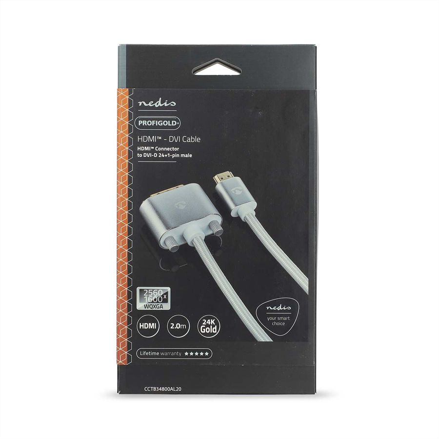 Nedis DVI zu HDMI, ST/ST, silber, 2 m