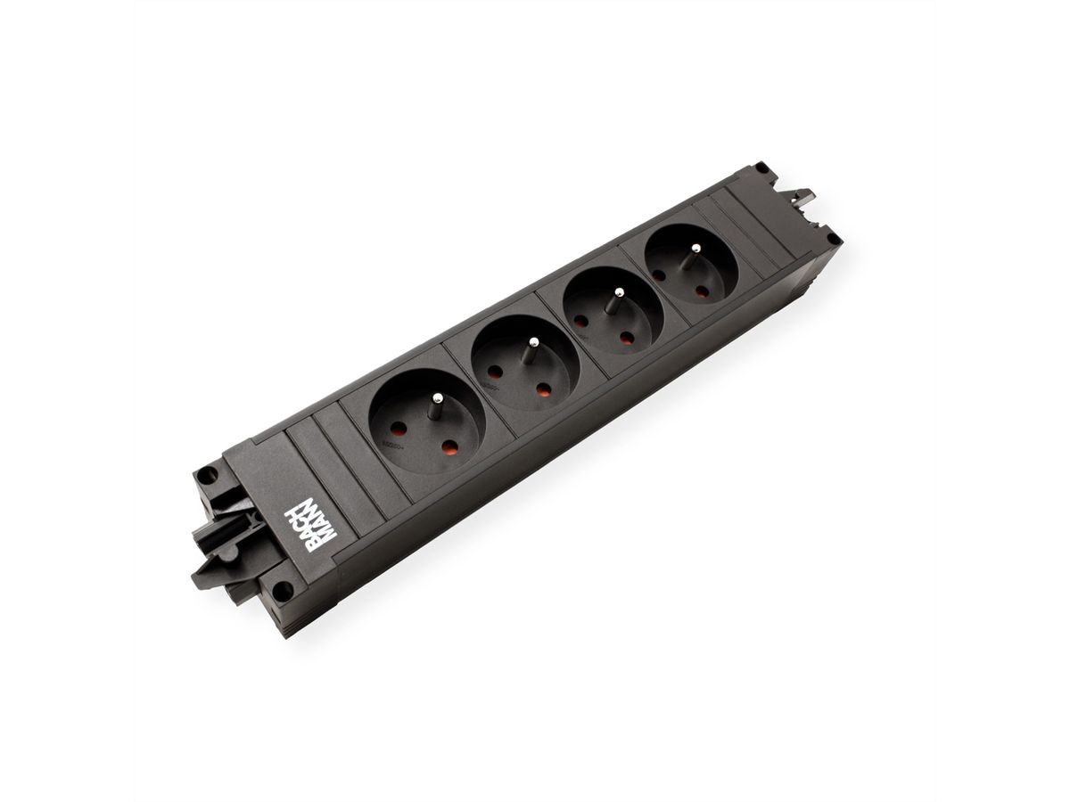 BACHMANN STEP BASE 4xUTE GST18, CEE 7/7 fiche de contact de protection C19 1m, noir