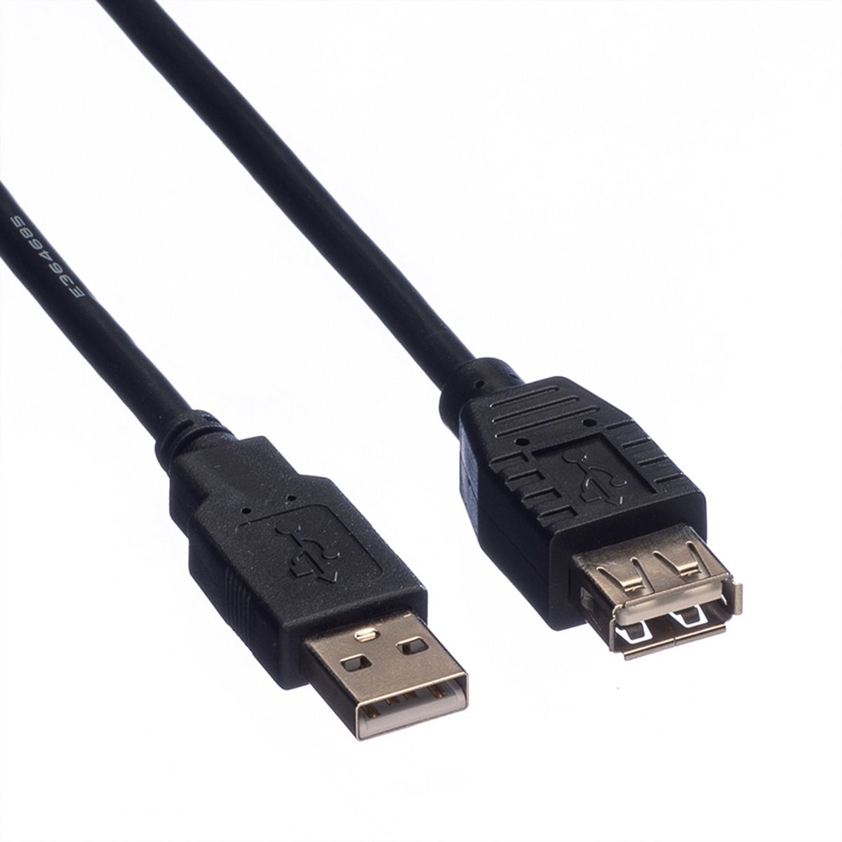 ROLINE USB 2.0 Verlängerungskabel, Typ A-A, ST/BU, schwarz, 0,8 m