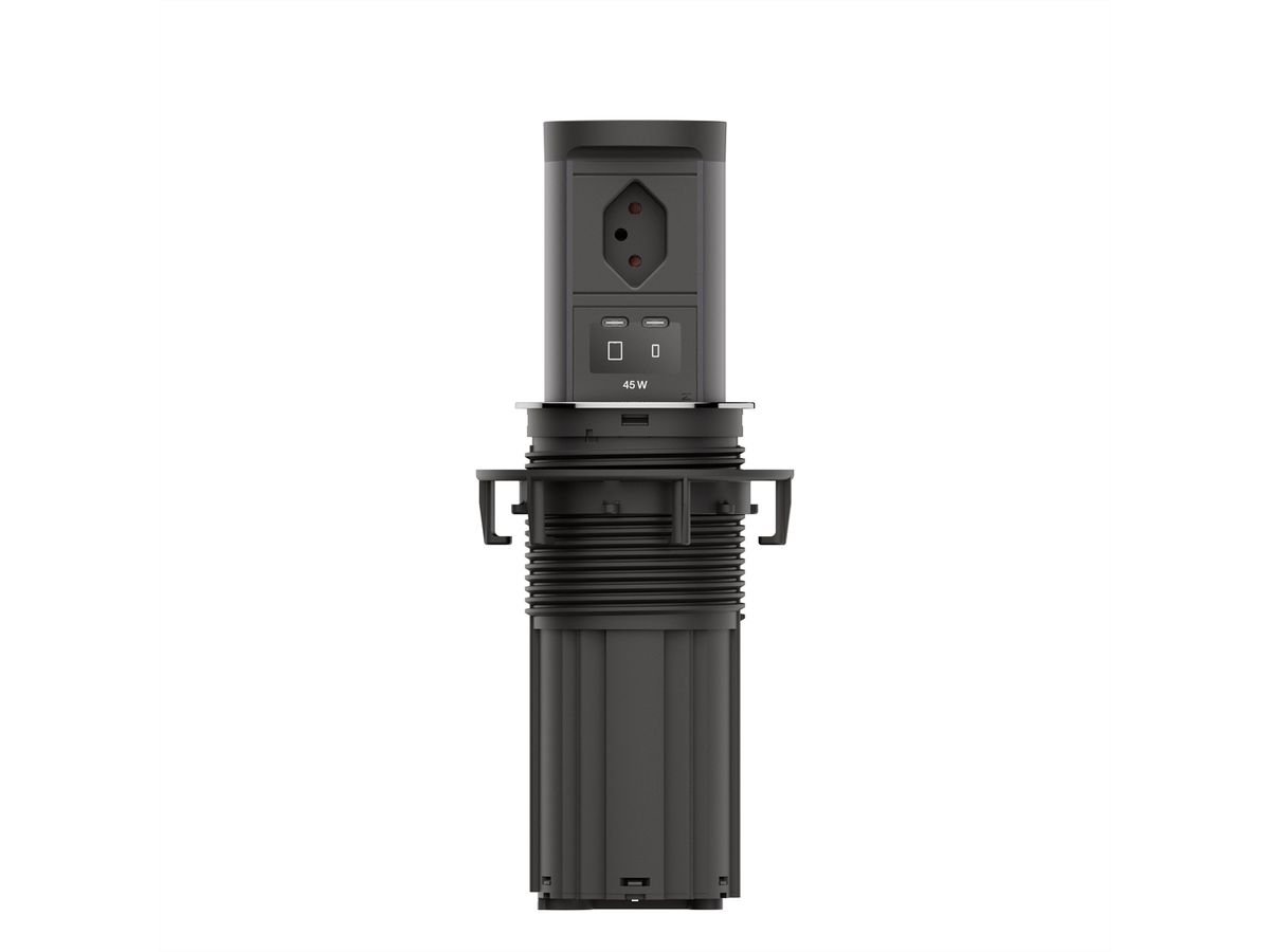 BACHMANN ELEVATOR2 1xCH T13, 1xUSB C/C 45W Edelstahl-Optik L=2,0m AEH