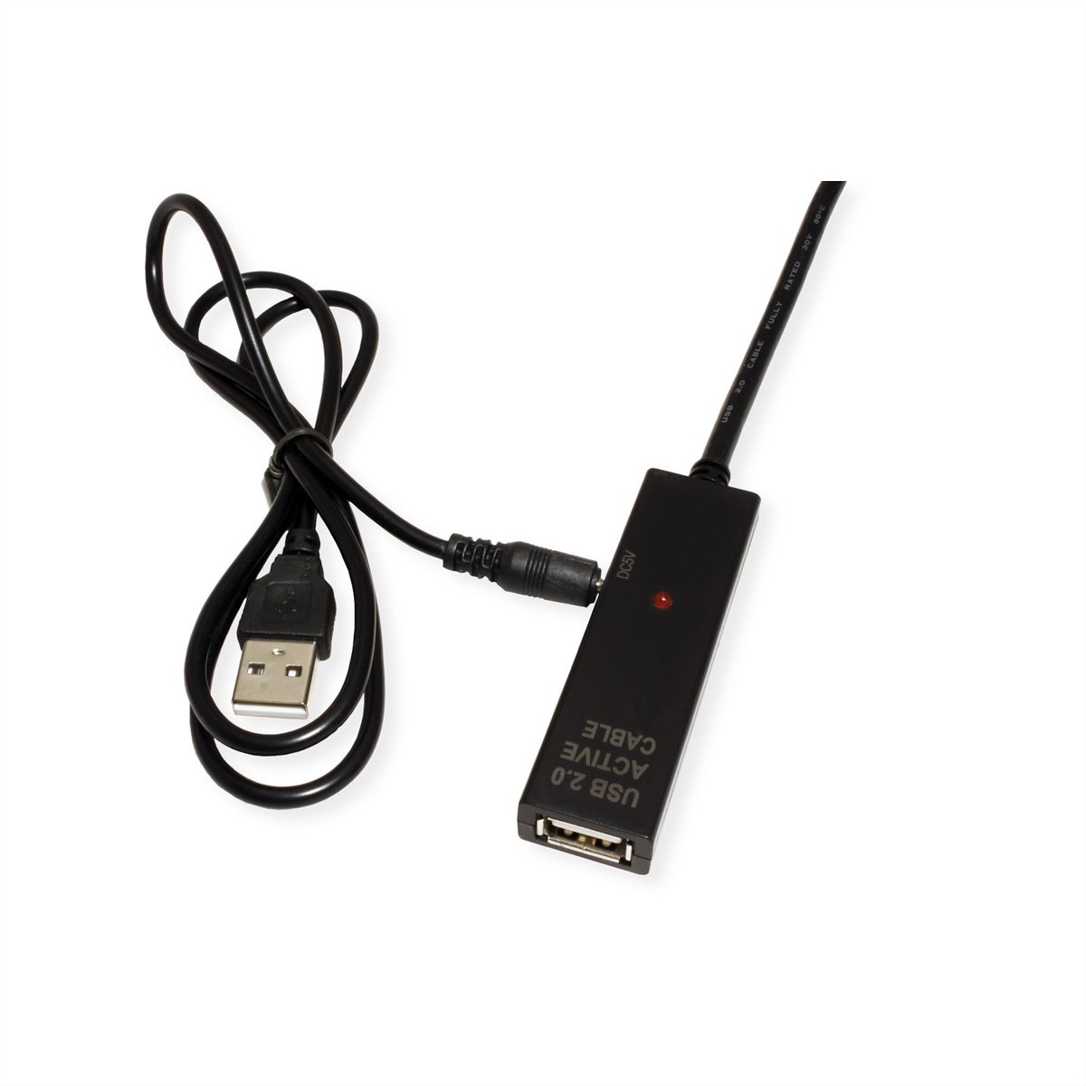 VALUE USB 2.0 Verlängerung, aktiv, mit Repeater, A-C, schwarz, 10 m