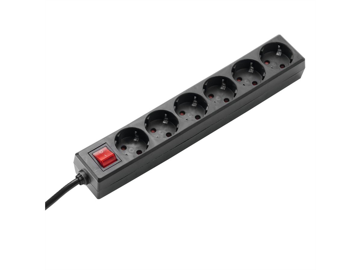 BACHMANN SELLY bloc multiprise 6x contact de protection, interrupteur, noir, 1,5 m
