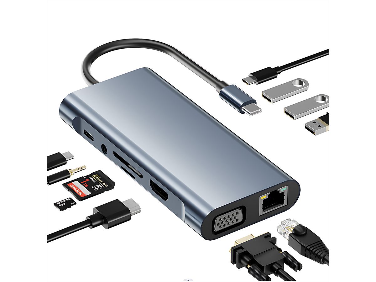 VALUE Station d'accueil USB type C, HDMI 4K60, 1x Gigabit Ethernet, 2x USB A + type C PD, 1x SD/microSD, 1x audio