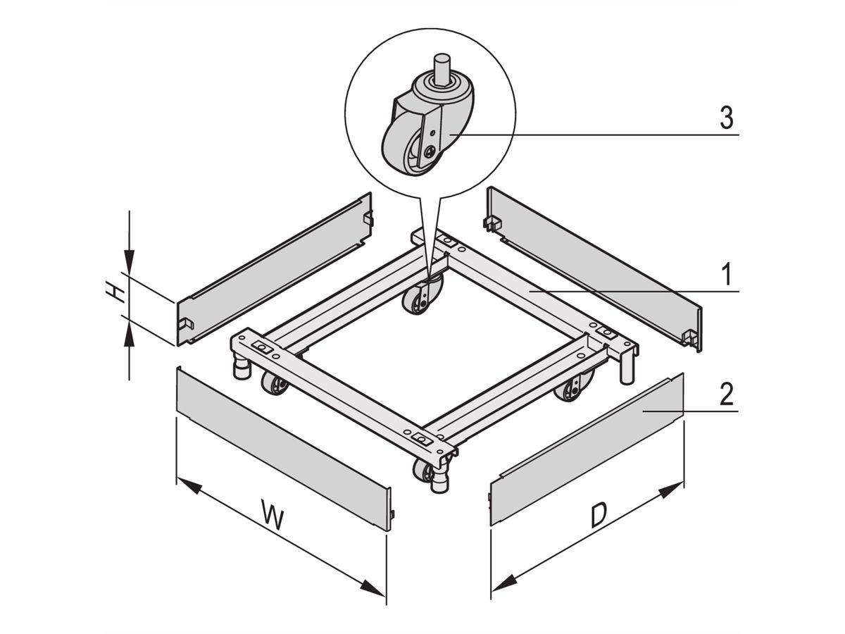 SCHROFF Varistar Mobile Base/Plinth, 600W 1200D
