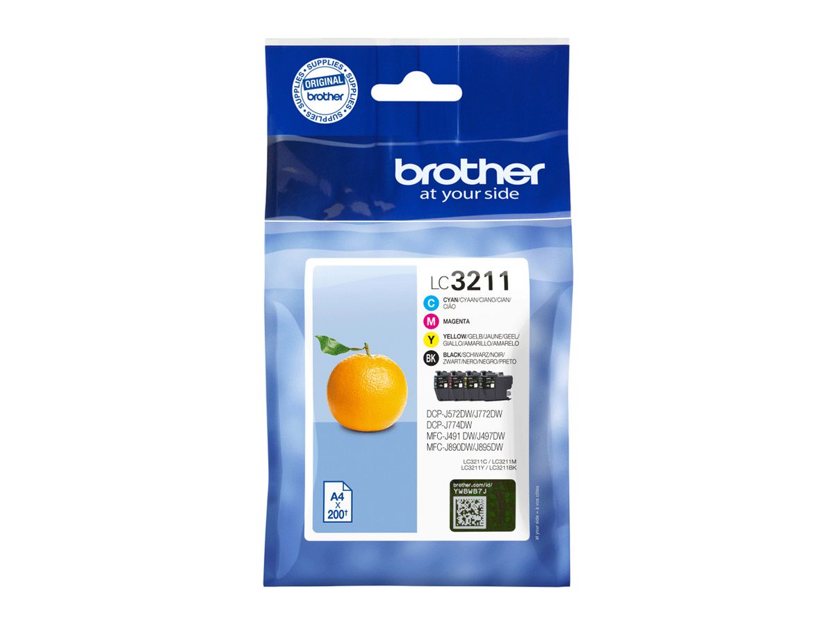 Brother LC-3211VAL cartouche d'encre Original Rendement standard Noir, Cyan, Magenta, Jaune