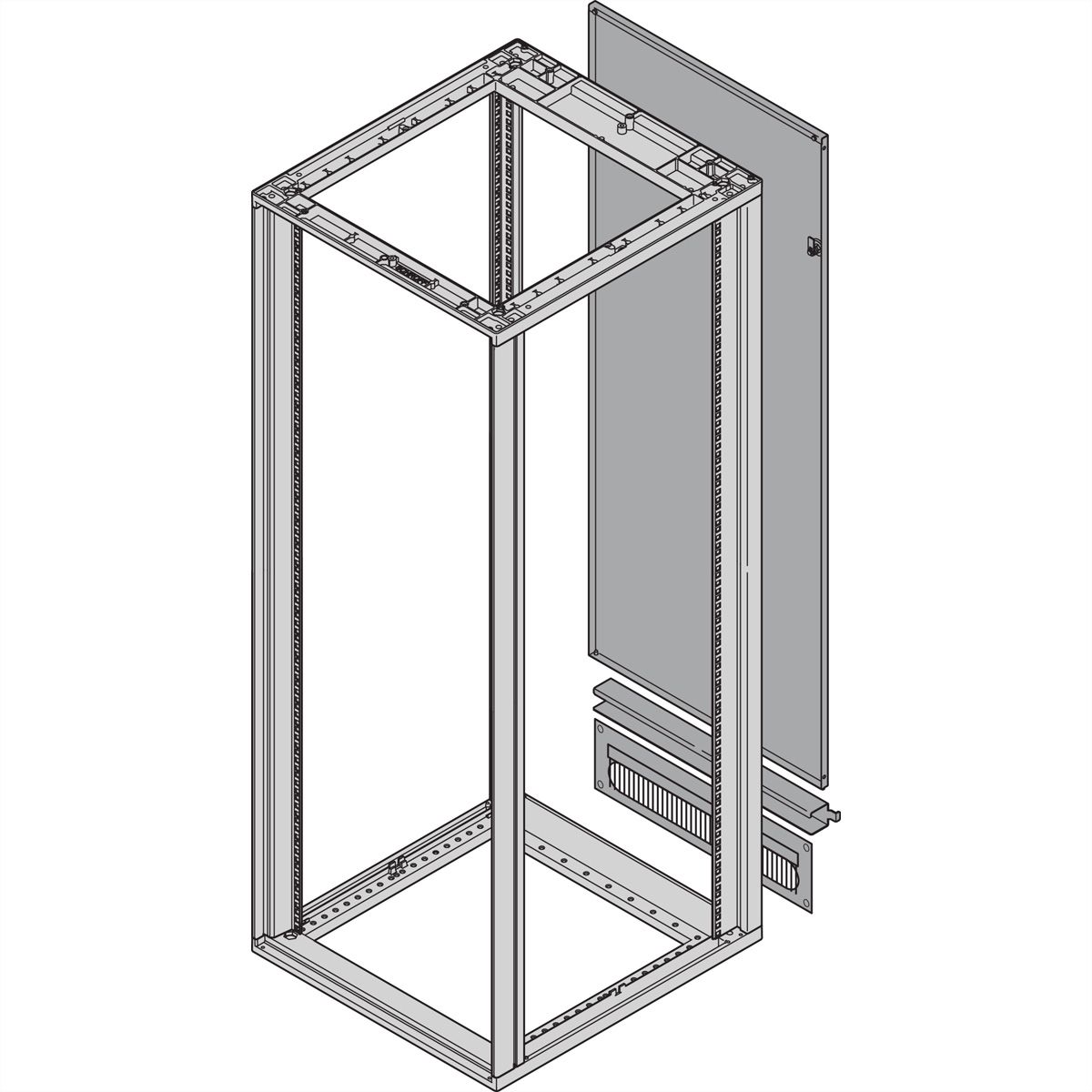 SCHROFF Novastar, panneau arrière avec passage de câbles, RAL 7021, 20 U 553W