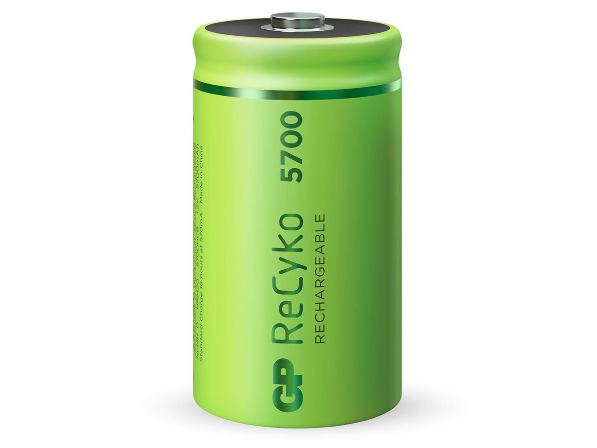 GP Batteries RECYKO+, HR20, 2x D, Akkus, NiMH, 5700mAh