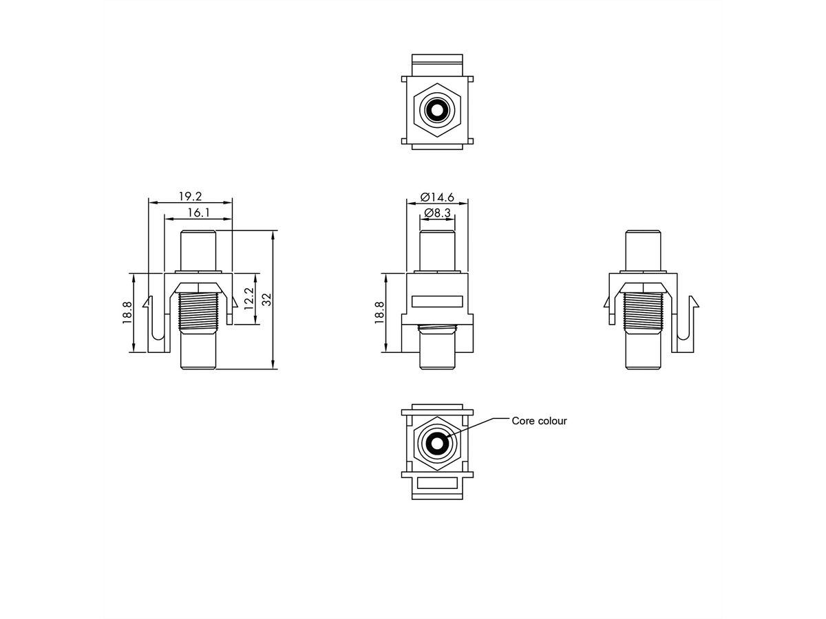VALUE RCA-Keystone-Kupplung, Kunststoff, weiß