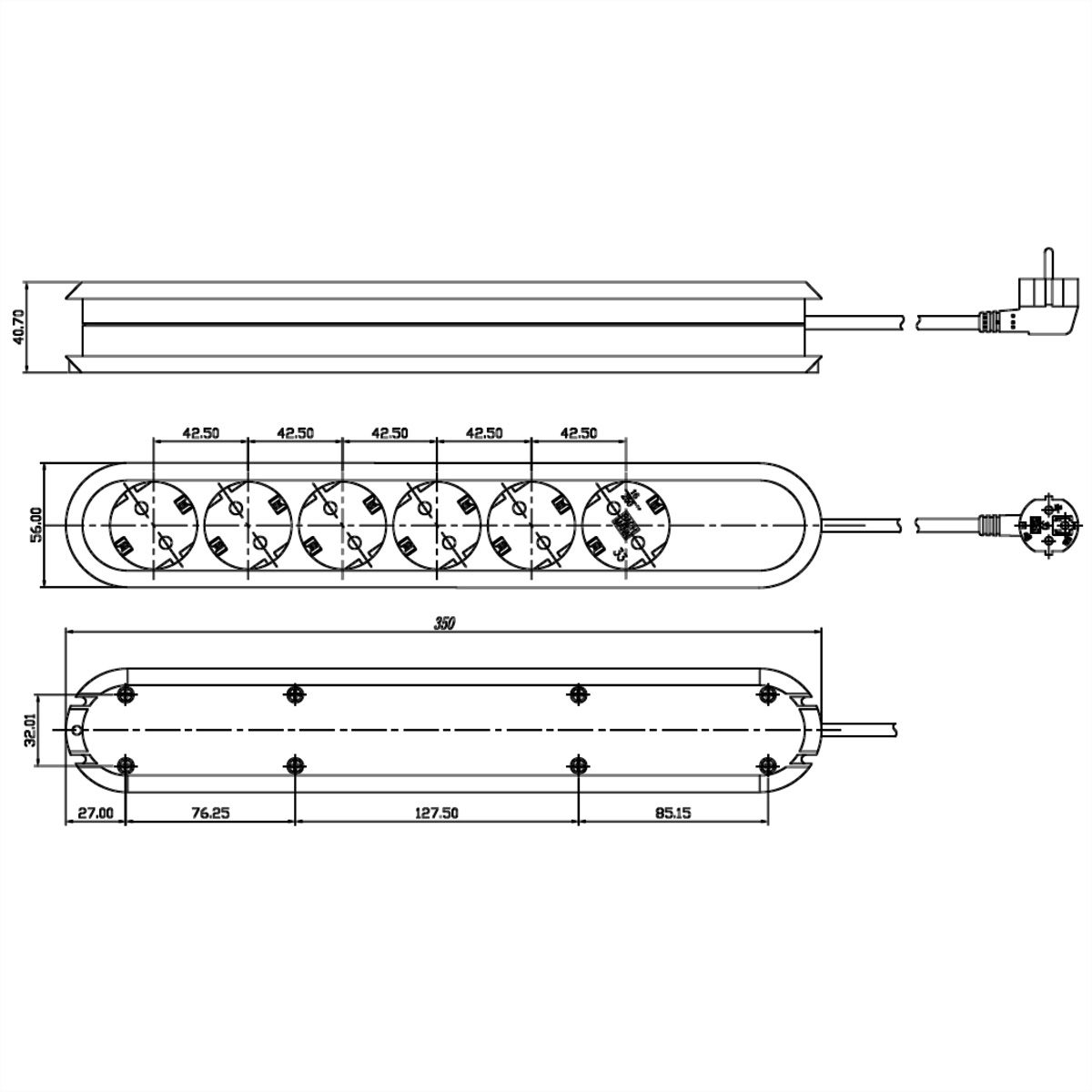 BACHMANN SMART Steckdosenleiste 6x Schutzkontakt, schwarz, 3 m