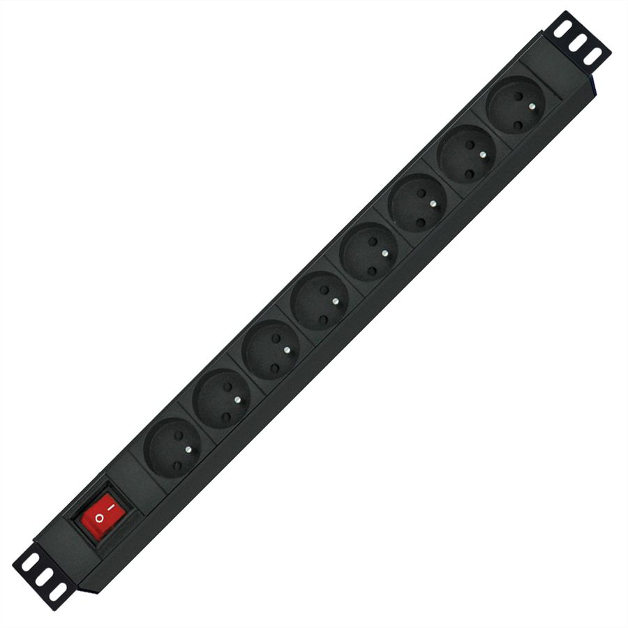 ROLINE 19-Zoll-Steckdosenleiste 8fach, mit Ein-/Aus-Schalter, UTE-Version, schwarz, 1,8 m