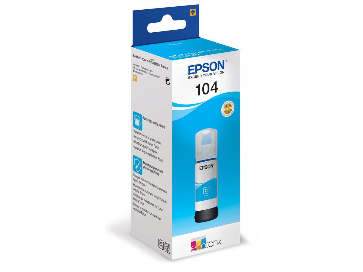 C13T00P240, Cartouche, cyan, EcoTank 104 pour EPSON ET-2710 / ET-2720