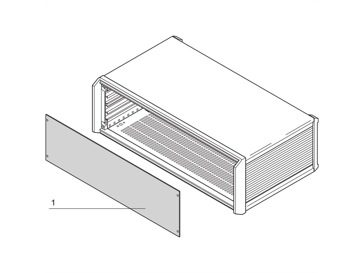 SCHROFF PropacPRO Face avant, pleine largeur, non blindée, 3 U, 63 CV, 2 mm, alu, anodisé, bords non traités