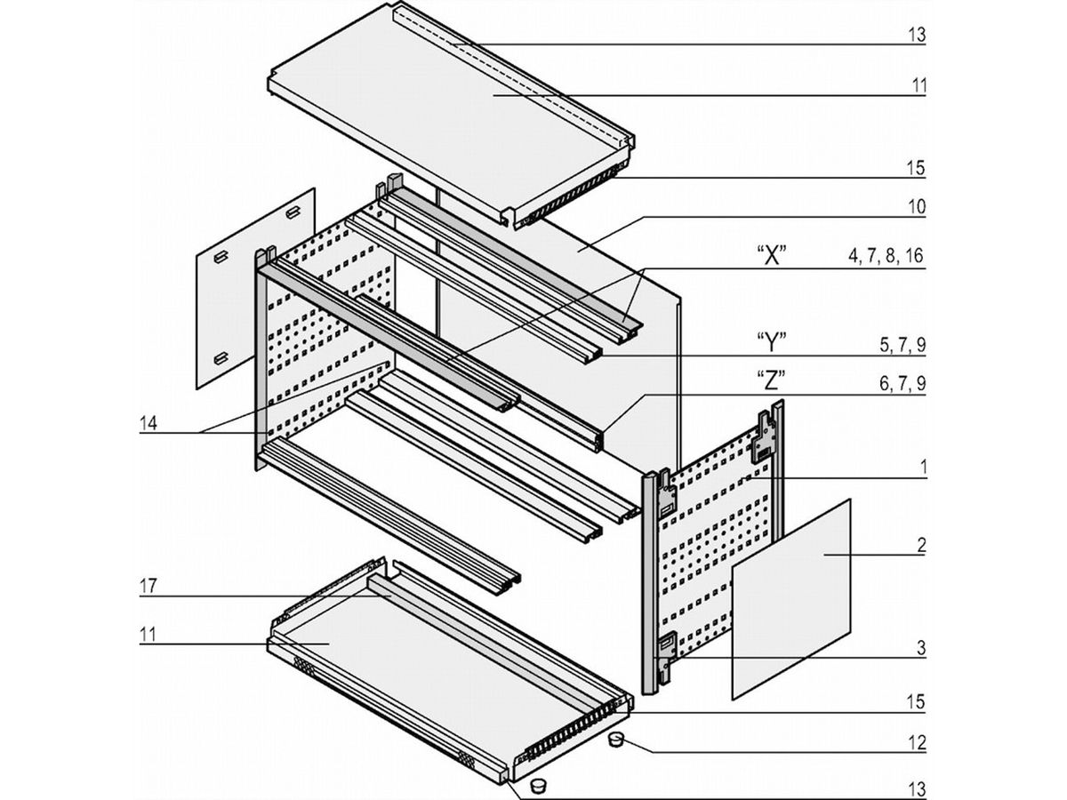 SCHROFF RatiopacPRO AIR Mallette complète, de bureau, blindage rétrofitable, garniture avant, 6/7 U, 84 CV, 375 mm