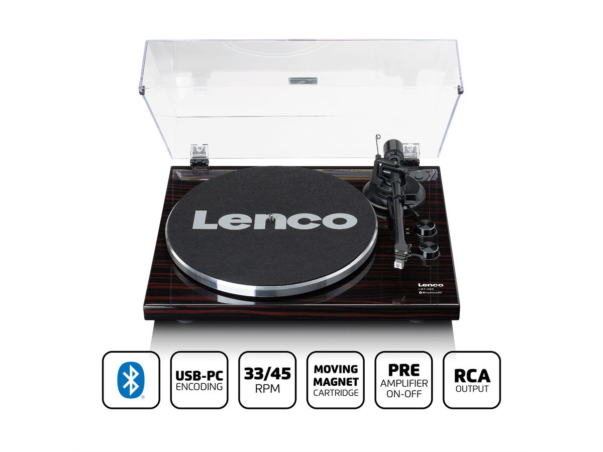 Lenco Platine vinyle LBT-288WA, noir / marron