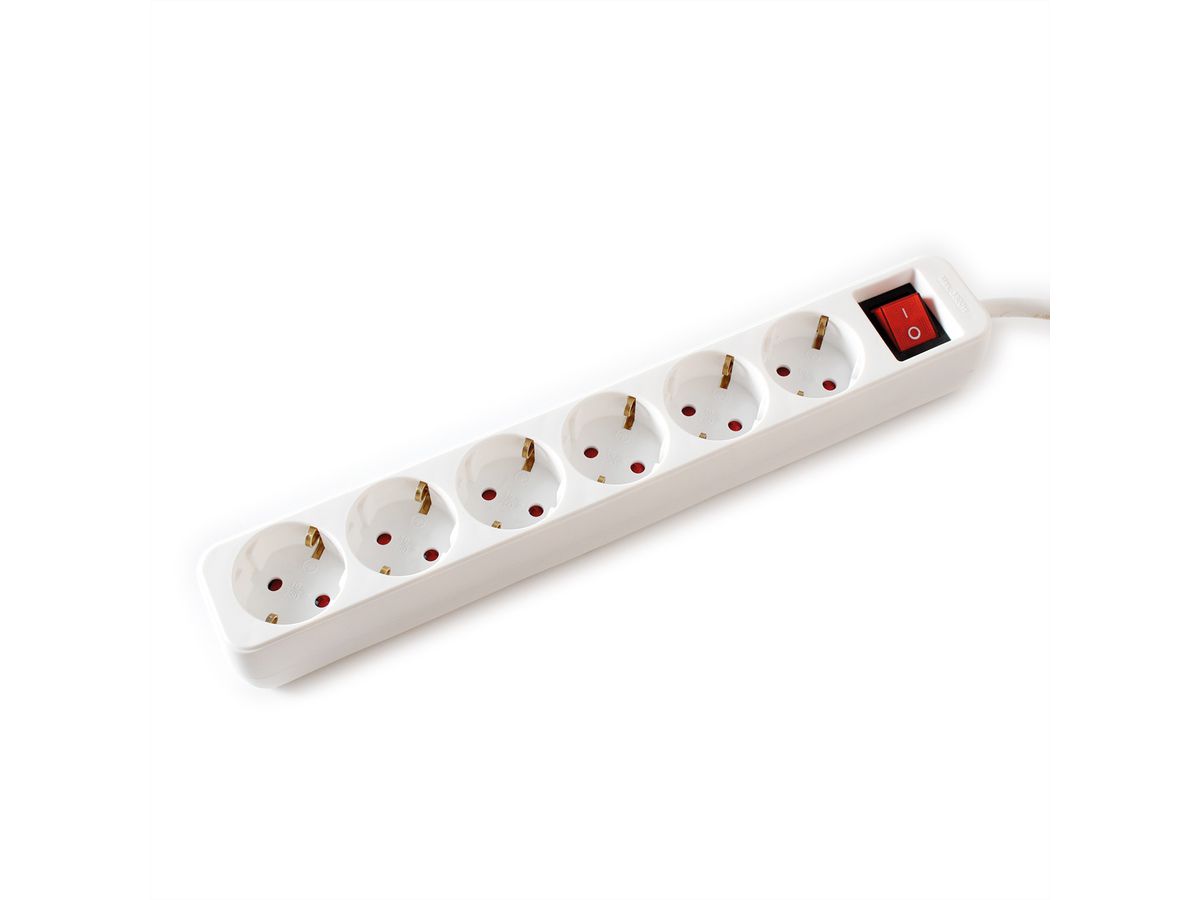 VALUE 6-fach Steckdosenleiste mit Schalter, weiss, 1,5 m