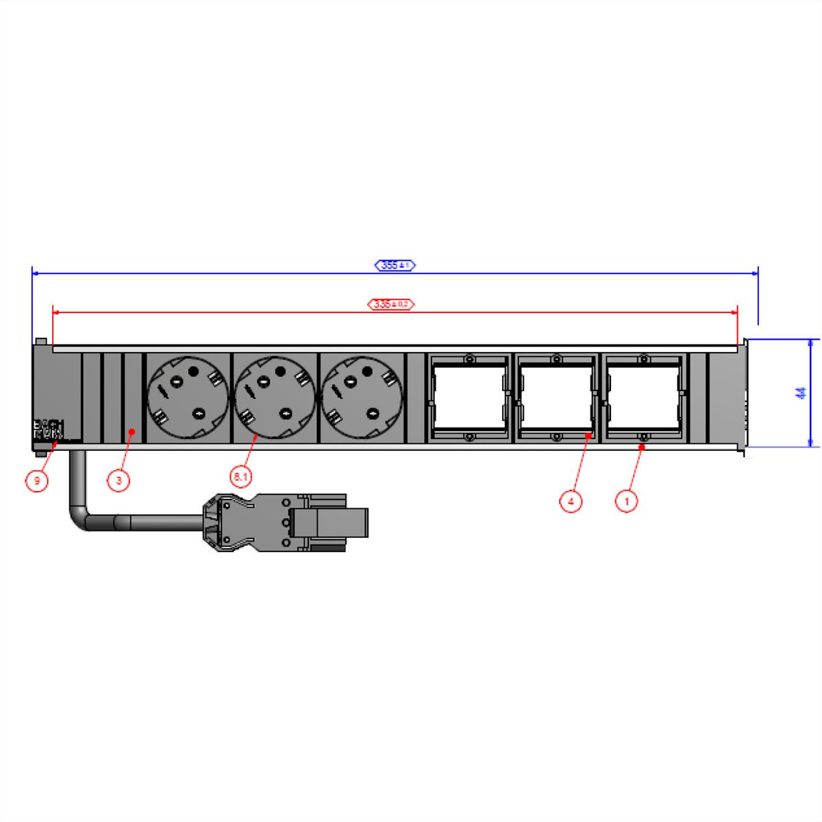 BACHMANN CONI Large 3x contact de protection 3x ABD