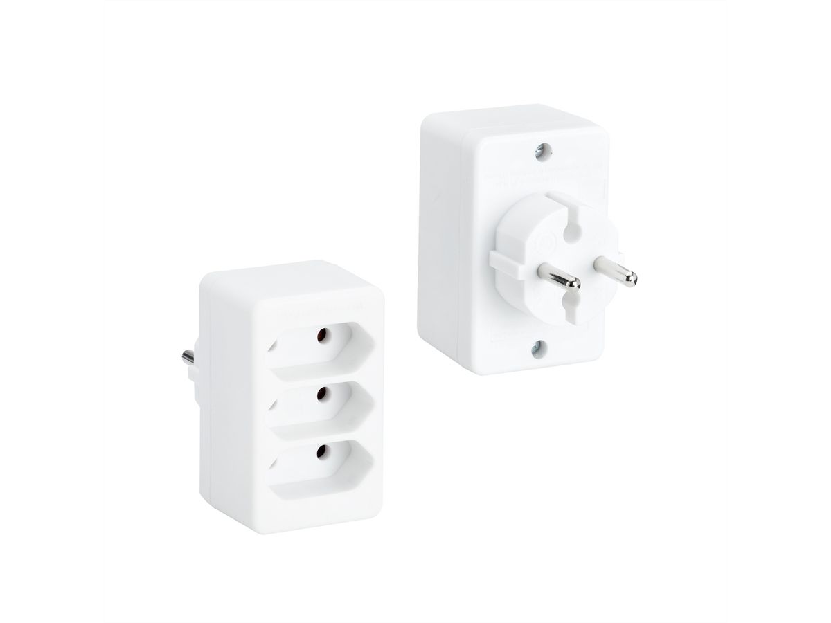 BACHMANN Multistecker 3xEuro, weiß 3x2,5A/230V