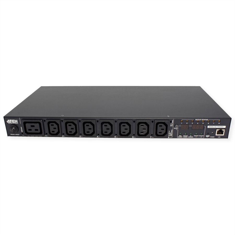 ATEN  PE8208G PDU 8 Port, 1HE, 7xC13 + 1xC19, 16A , Einzel-Port-Messung