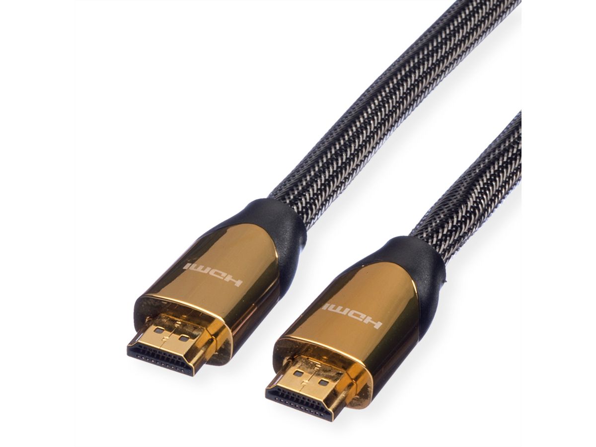 ROLINE 4K PREMIUM HDMI Ultra HD Kabel mit Ethernet, ST/ST, schwarz, 2 m