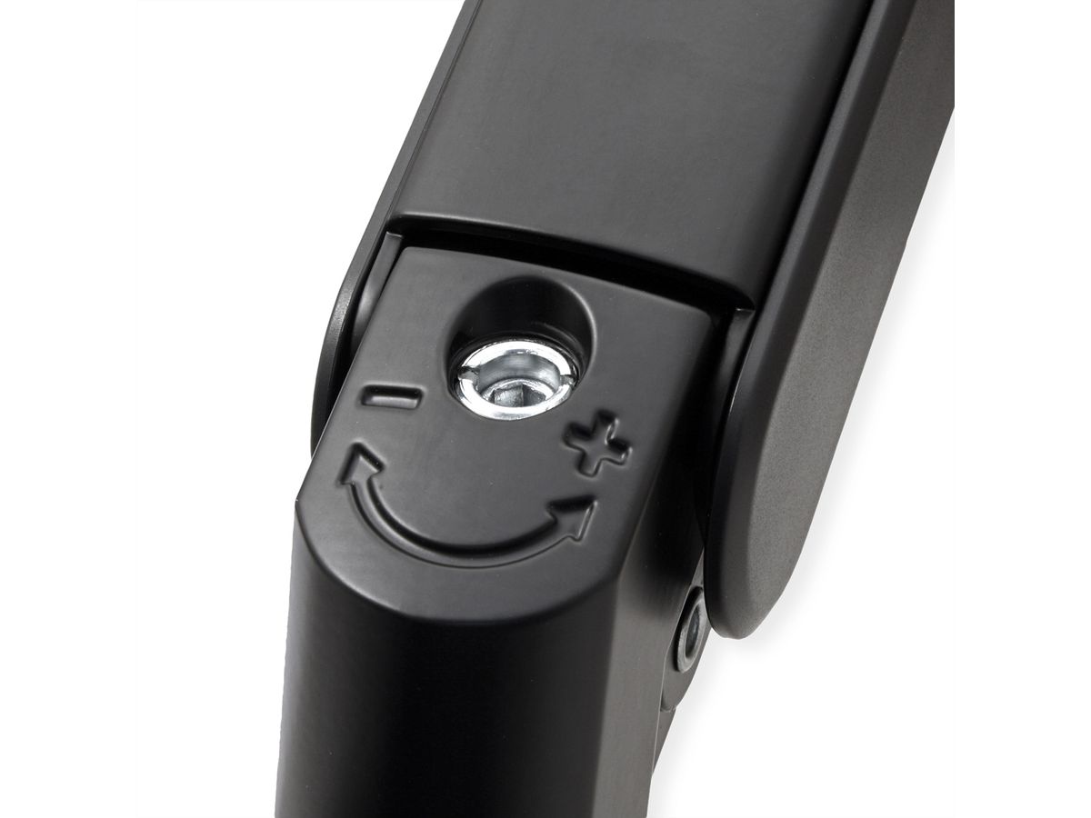 ROLINE Schwerlast-LCD-Arm, Trägerstange, 4 Gelenke, Tischmontage, bis 27 kg, schwarz