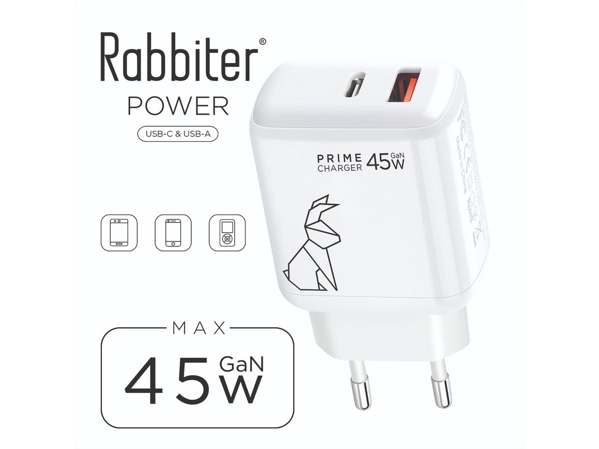 Rabbiter Power Fast Dual-Charger, 45W