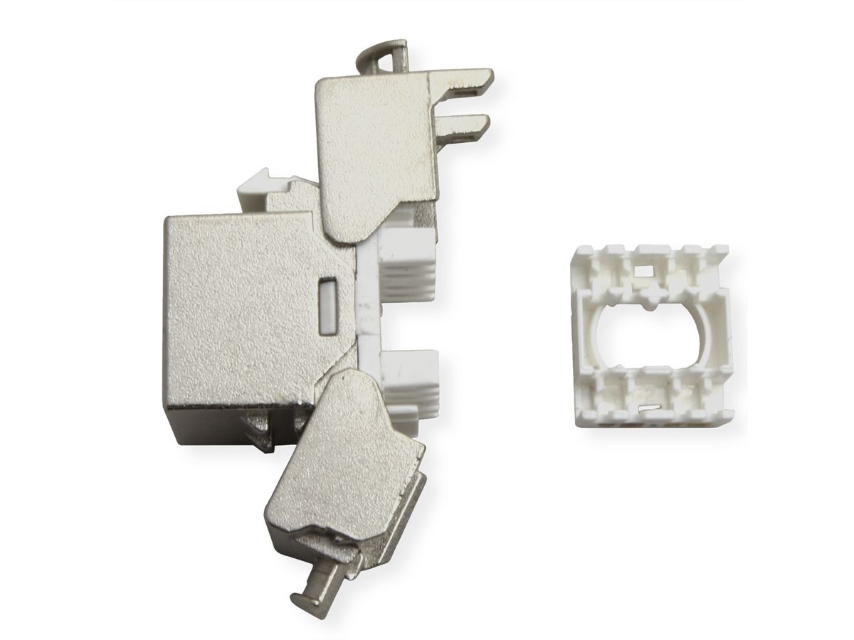 ROLINE Cat.6A (Class EA) Keystone, geschirmt, werkzeuglos, SLIM, extra kurz, silberfarben