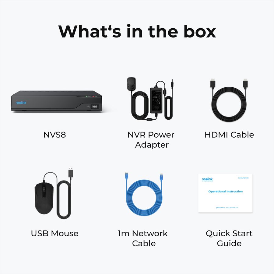 Reolink NVS8 NVR Netzwerk-Videorekorder 8-CH, 8x PoE, 2 TB