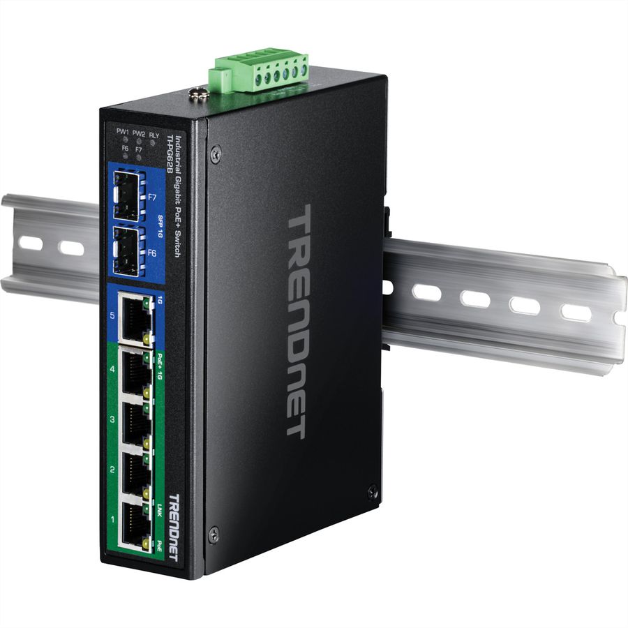 TRENDnet TI-PG62B 7-Port Switch PoE+ 2SFP Industrial Gigabit