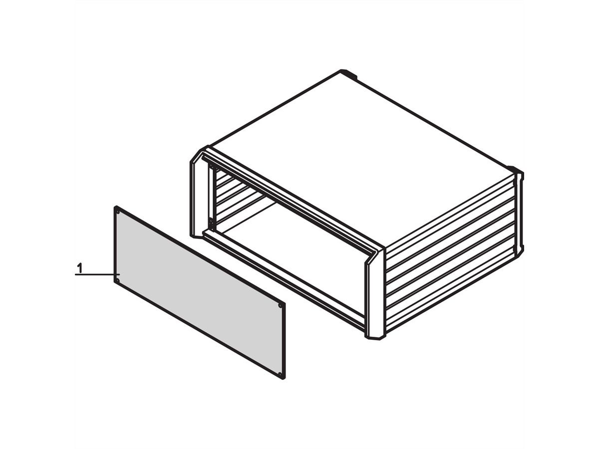 SCHROFF PropacPRO Face avant, pleine largeur, non blindée, 3 U, 63 CV, 2 mm, alu, anodisé, bords non traités