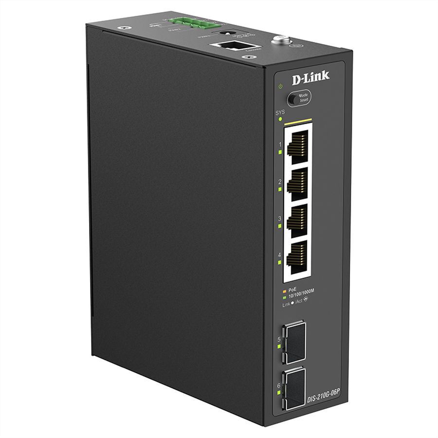 D-Link DIS-210G-06P Switch 6 ports, Smart Managed Gigabit PoE industriel