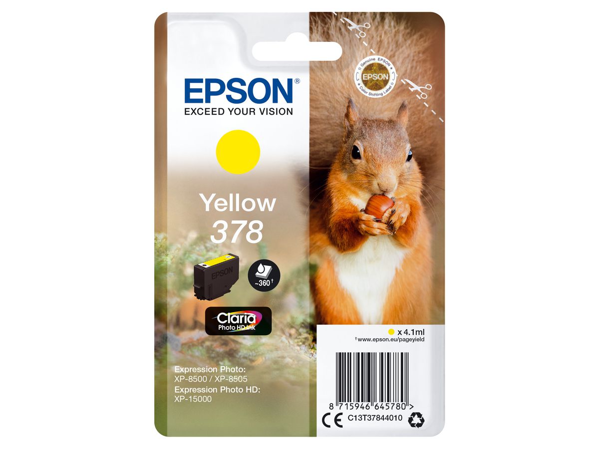 Epson Singlepack Yellow 378 Claria Photo HD Ink