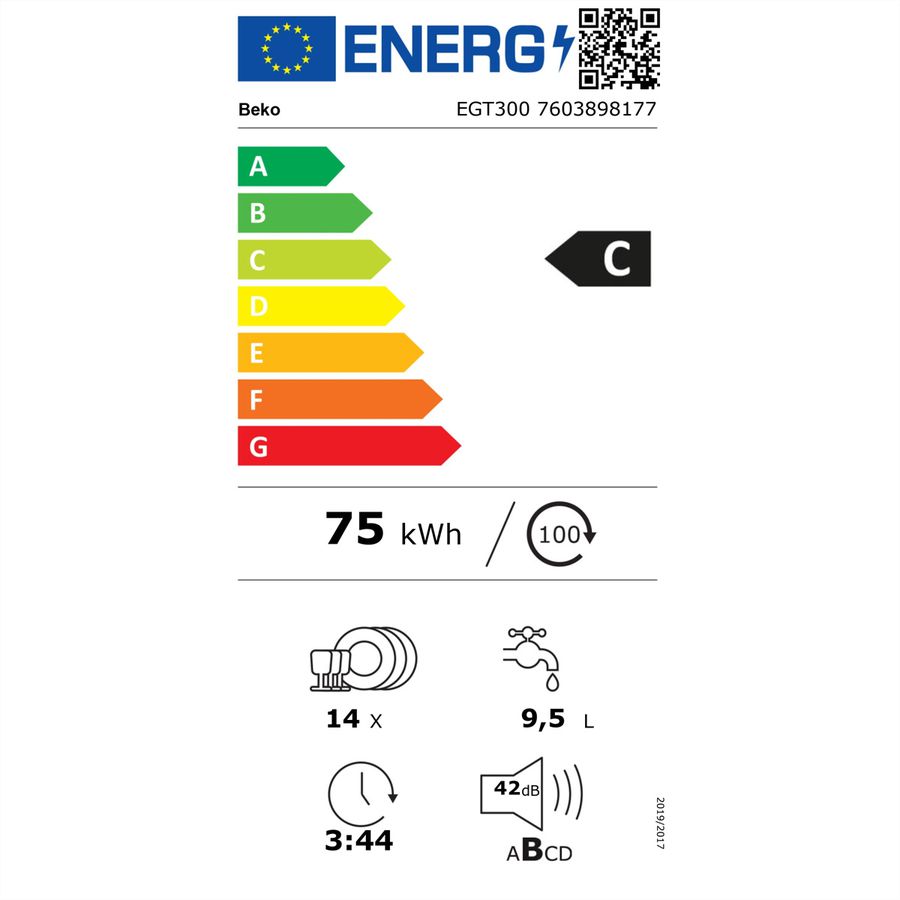 Beko Geschirrspüler EGT300, 60cm, teilintegriert