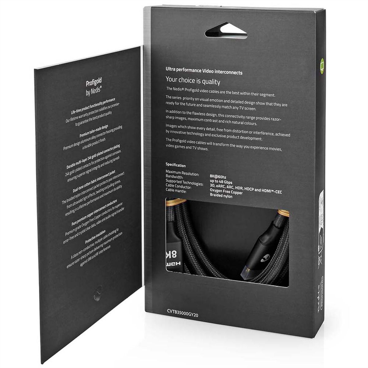 Nedis 8K HDMI Ultra HD Kabel, ST/ST, grau, 1m