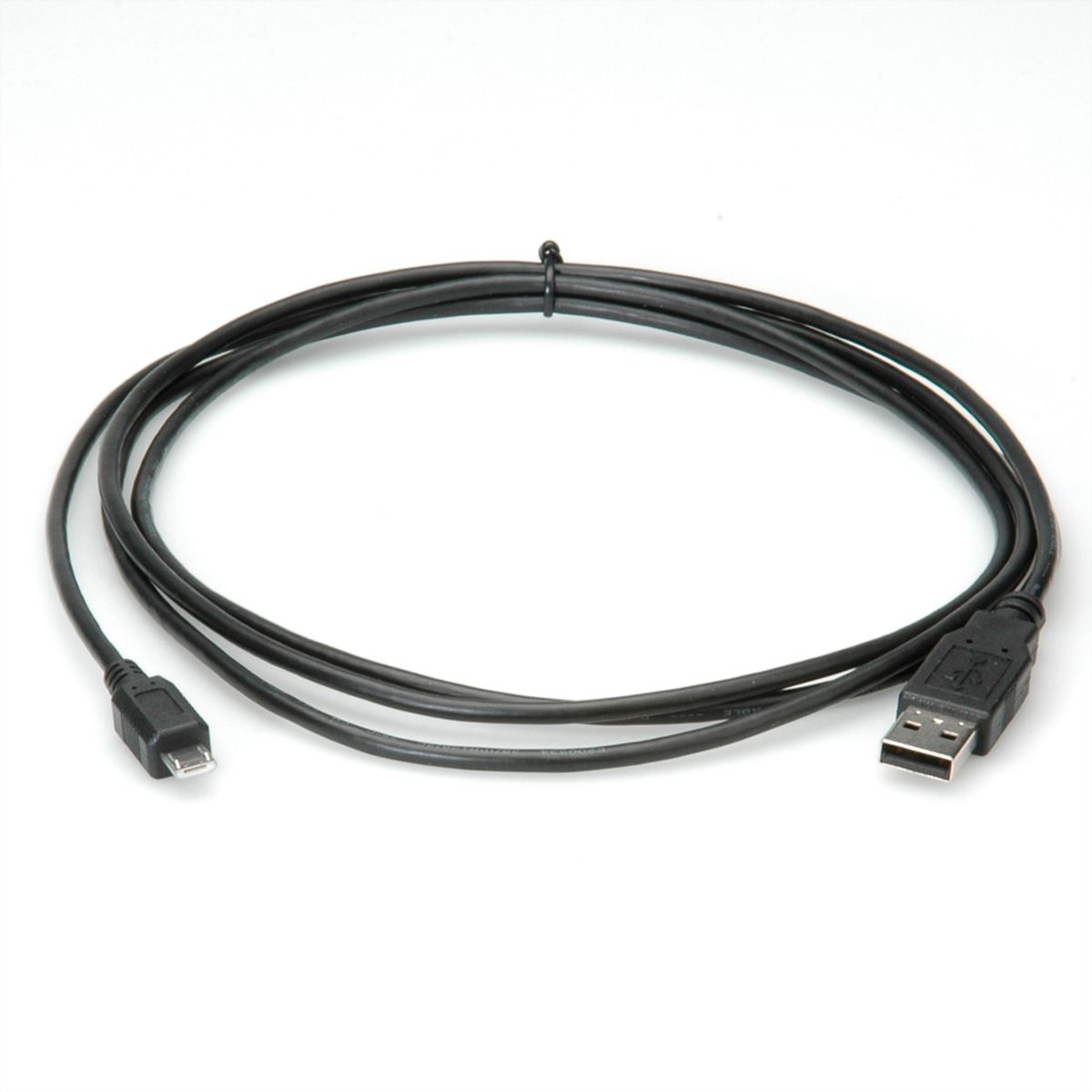 ROLINE USB 2.0 Kabel, USB A ST - Micro USB B ST, schwarz, 0,8 m