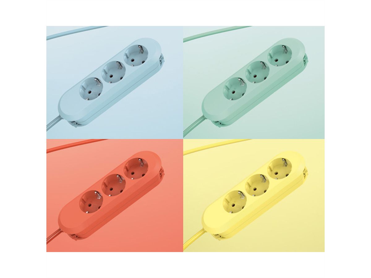 BACHMANN 4fach Bundle SMART Steckdosenleiste 3x CEE7/3, mit Schutzkontakt-Winkelstecker, mehrfarbig, 1,5 m