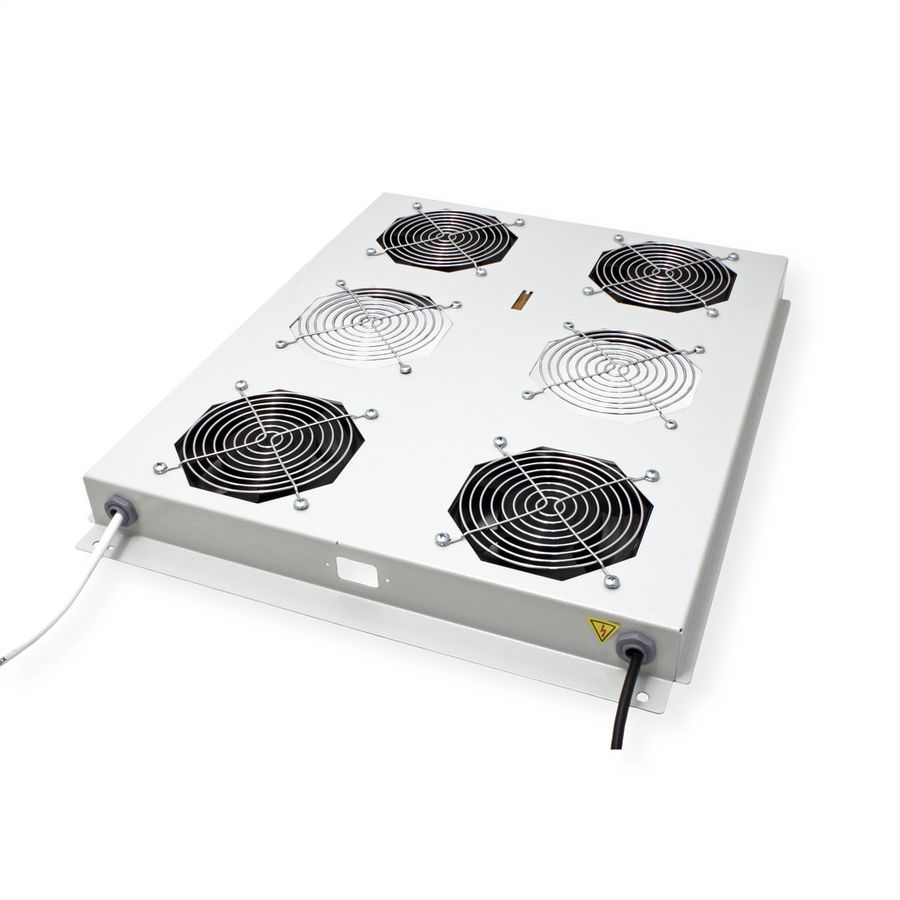 ROLINE 19-Zoll Dachlüftereinheit 4 Lüfter, Thermostat für Serverschrank grau