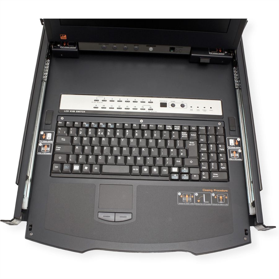 ATEN KL1516AiM KVM Over-IP Switch, 43cm TFT, VGA, PS/2-USB über Kat 5, 16 Port, ES-Layout