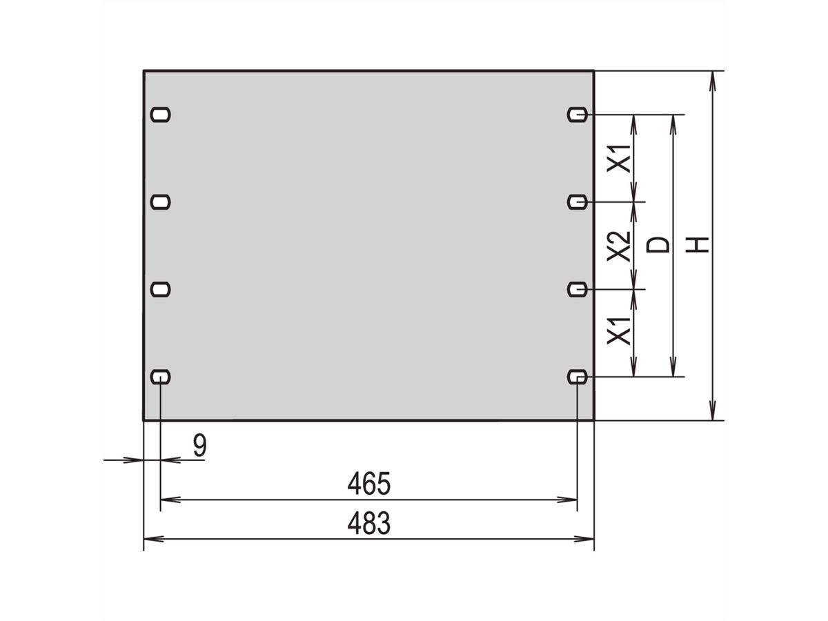 Face avant 19" SCHROFF, 10 U, 3 mm, alu, RAL 7021