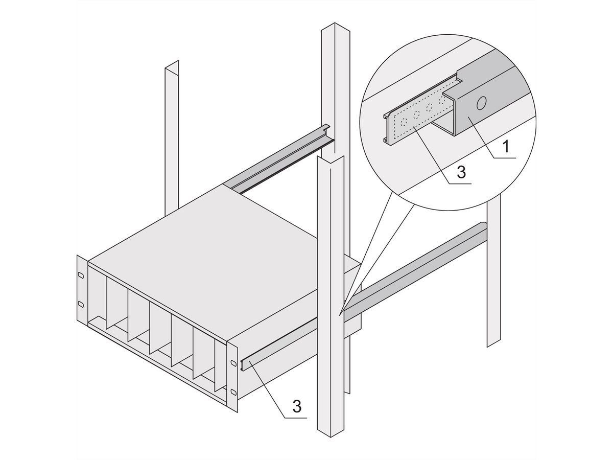 Glissières télescopiques SCHROFF, profil en C pour armoire pour montage Eurorack, 800 mm