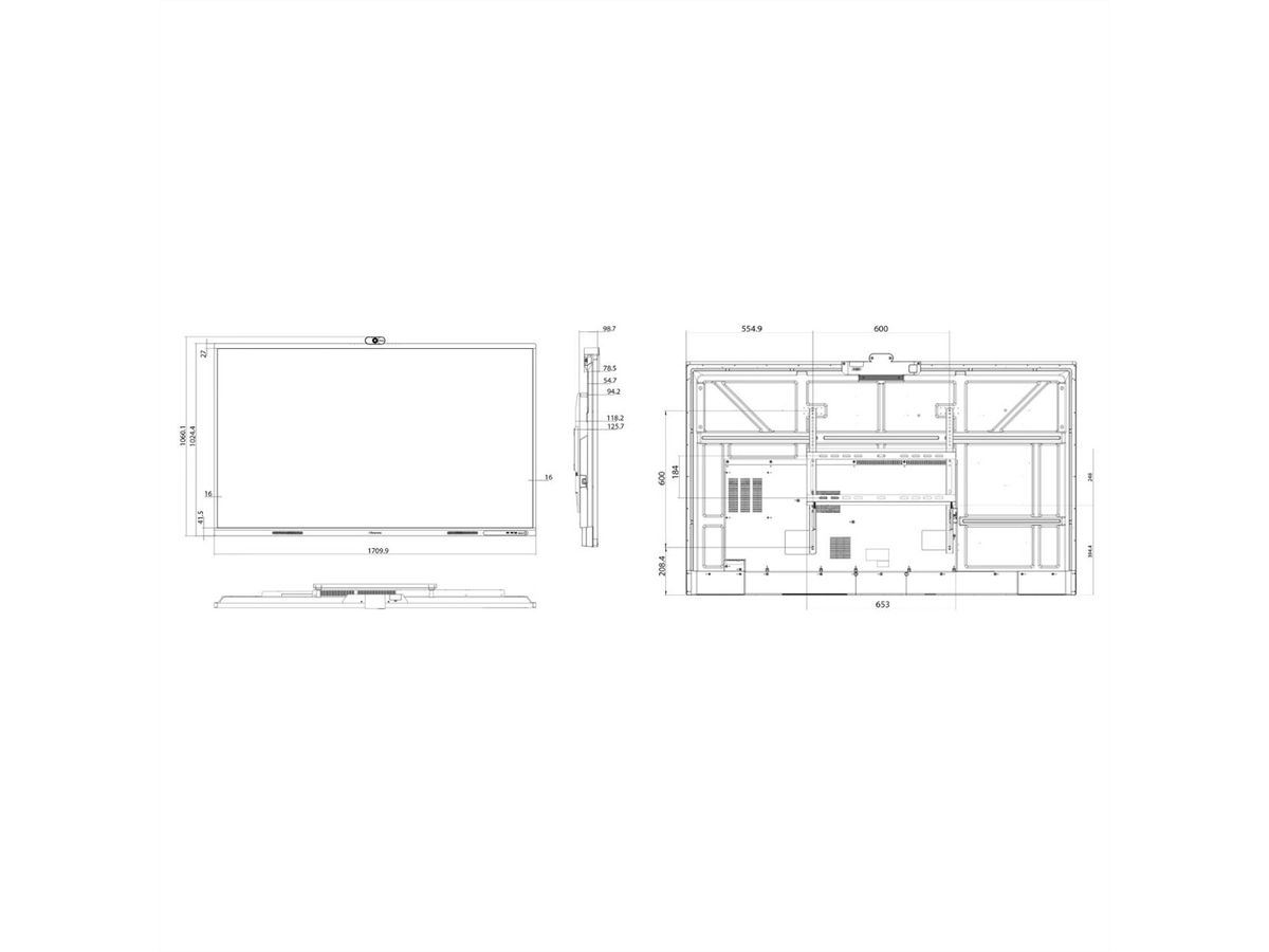 Hisense Interacitve Display 75MR6DE, 75", 16/7, UHD, 350cd/m², Kamera, Android 13