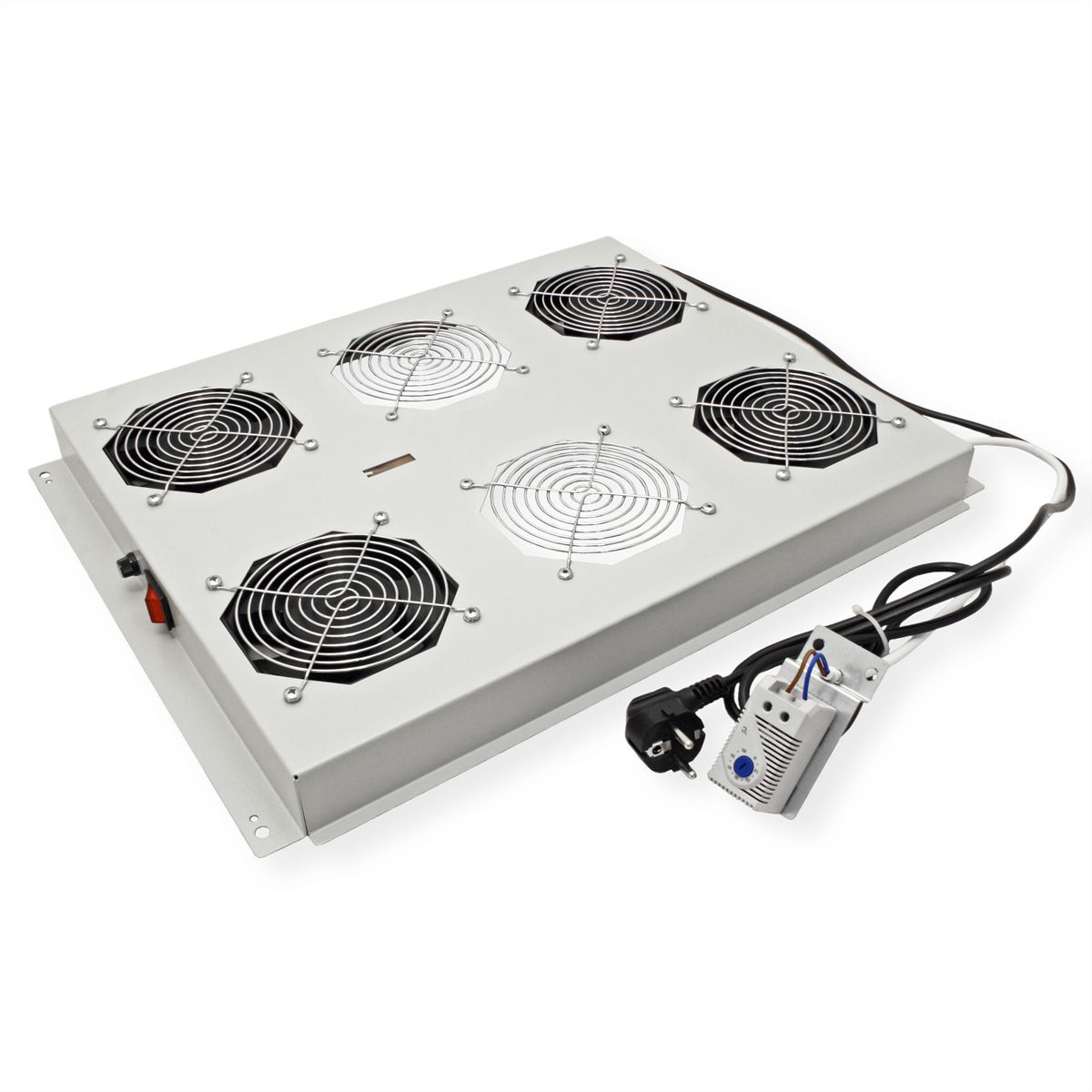 ROLINE 19-Zoll Dachlüftereinheit 4 Lüfter, Thermostat für Serverschrank grau